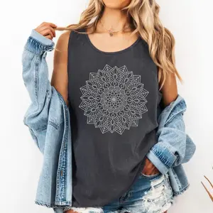 Mandala Design Womens Basic, Tank Tops For Women, Boho Tops, Shirts For Women, Meditation Tees casual sleeveless top