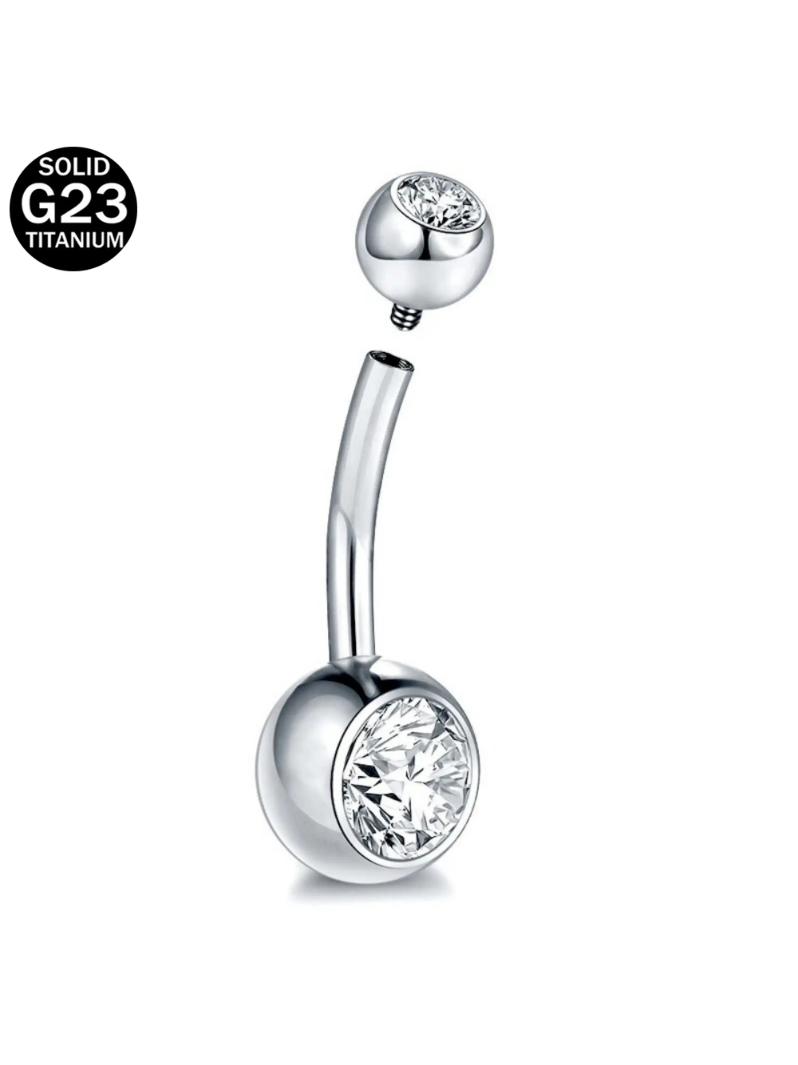 1PC G23 Titanium 14G Silver/pink/Gold Color Belly Button Rings Navel Nombril Piercing CZ Gem 8/10mm Bar Belly Piercing Sexy Jewelry Belly Button Piercings Body Jewellery