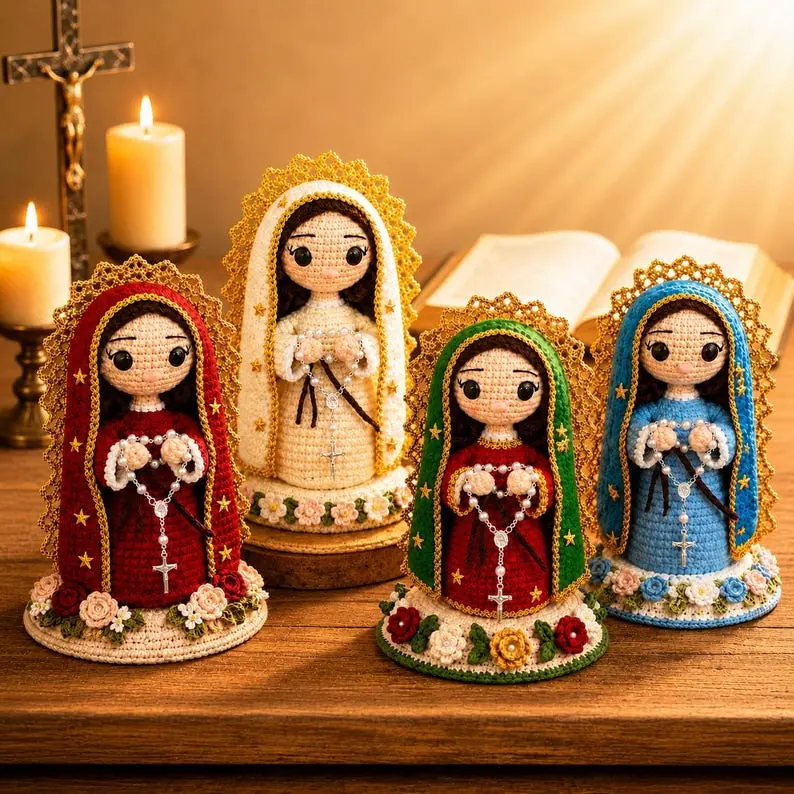 Virgin Mary Crochet Doll, Our Lady of Guadalupe Amigurumi, Catholic Gift, Religious Decor, Mother Mary Plush, First Communion Baptism Gift