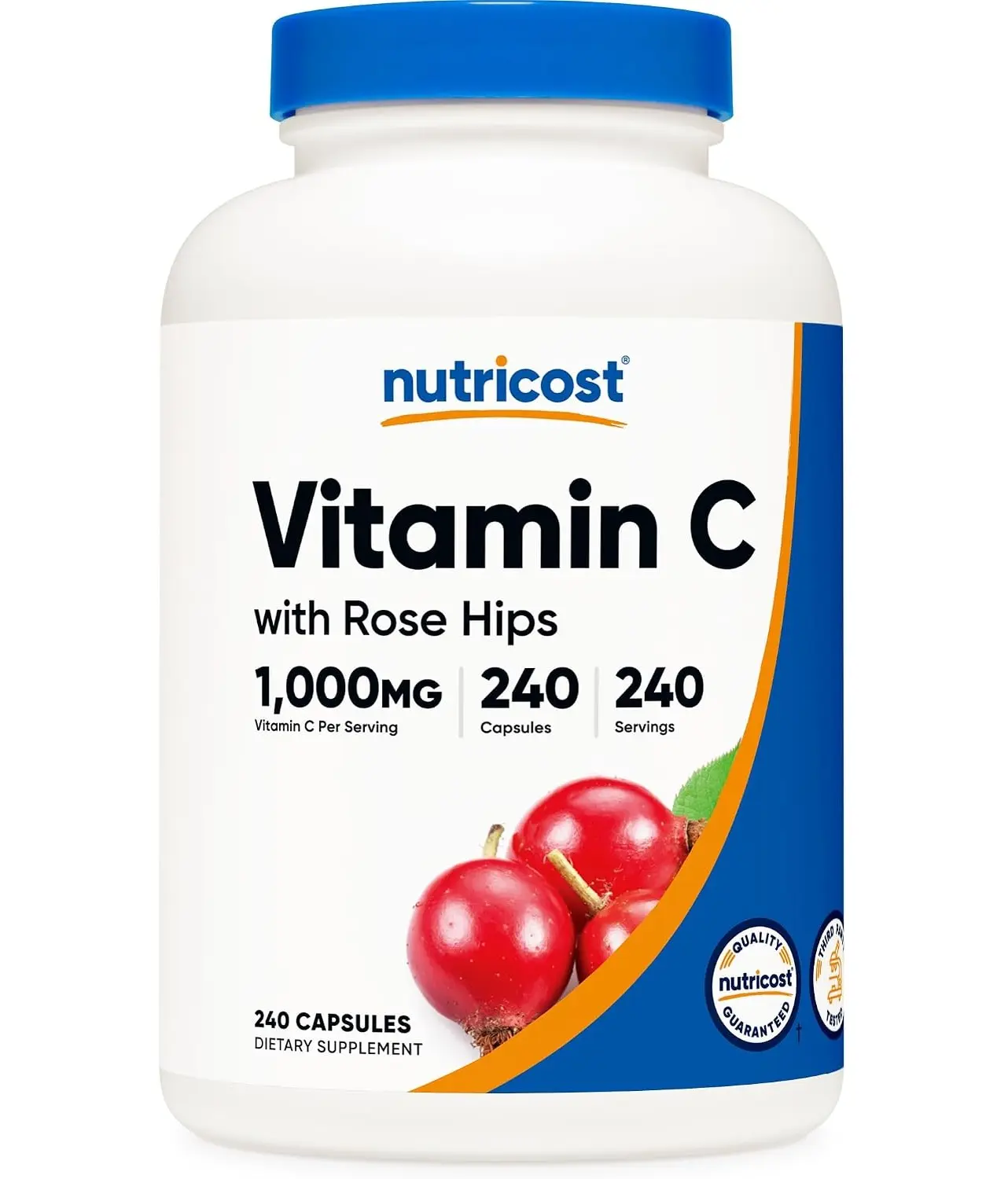 Nutricost Vitamin C with Rose Hips 1025mg, 240 Capsules, Gluten Free | Vitamin C 1,000mg, Rose Hips 25mg, GMO-Free