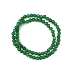 Emerald Green Quartz Beaded Stretch Necklace 6mm | Renewal Calm Growth, Healing Crystal Jewelry, Gift for Her