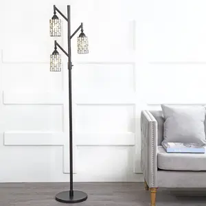 JONATHAN Y Lewis Tiffany Multi-Light LED Floor Lamp; for Living Room,Bedroom, Kitchen, Office