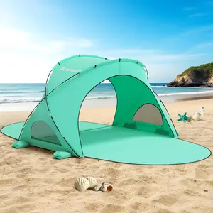 Beach Tent Sun Shelter, Beach Shade instant Tent with UPF 5 0+ UV Protection, Beach Sun Shelter, Beach Shade with 2 Zippered Doors, Portable Beach Tent for Beach Camping Fishing