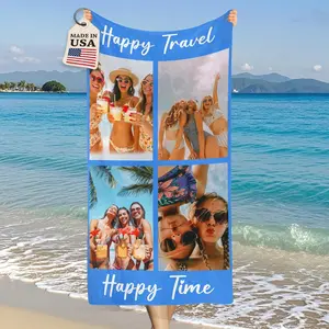 Clearance -Ships Next Day, Personalized Beach Towels for Kids & Adults - Custom Beach Towel Printed in USA - Custom Photo Gifts for Pool, Vacation, Customized Gifts for Women, Kids,Family