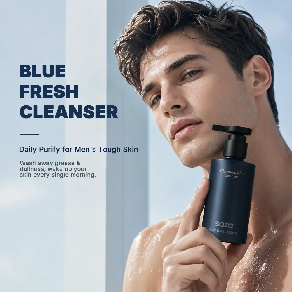 SAZA Charming Blue Cleanser | Men's Grooming Essential Before Every Fragrance Routine Body Care Amino Acid Facial Cleanser men's stuff