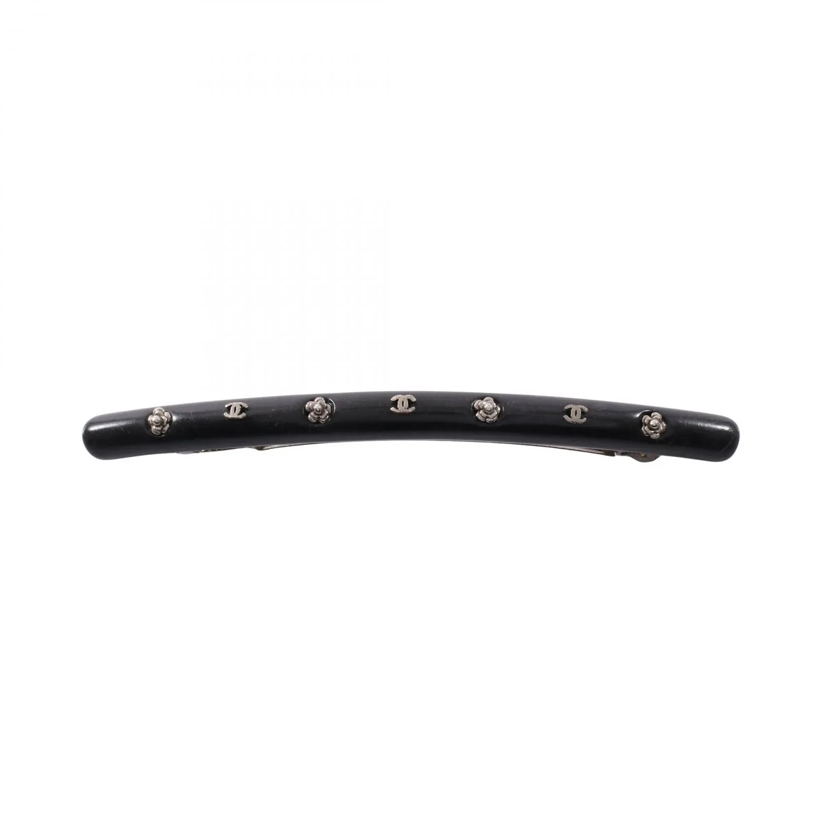 Pre-owned CHANEL Stainless Small Leather Goods Coco Mark Camellia Barrette