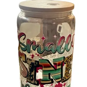 16 oz Glass Tumbler with Bamboo Lid & Plastic Straw Reusable Fashionable Design for On-the-Go Drinks Hand Wash Only Clear View Natural Touch Complete Drinking Solution