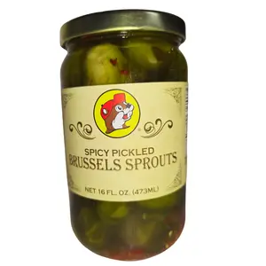 Buc-ee's Spicy Pickled Brussel Sprouts, Spicy Pickled Vegetables, Marinated Vegetables with Garlic, Salt and Simple Ingredients, Gluten Free, Perfect Snacks Food Shipped from Texas