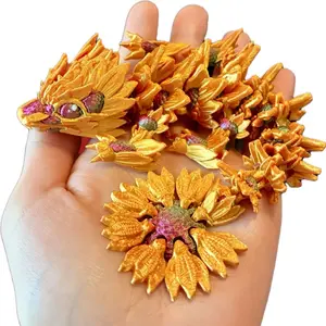 Articulated Baby Sunflower Dragons | 3D printed plastic articulated sunflower dragon fidget toy for fun and stress relief - sensory objects desk pets