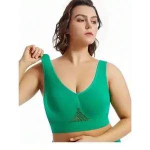 1 Pack Plus Size Sports Bra Set, Women'S Plus Solid Comfort Medium Stretch Breathable Fitness Gym Bra 4pcs Set