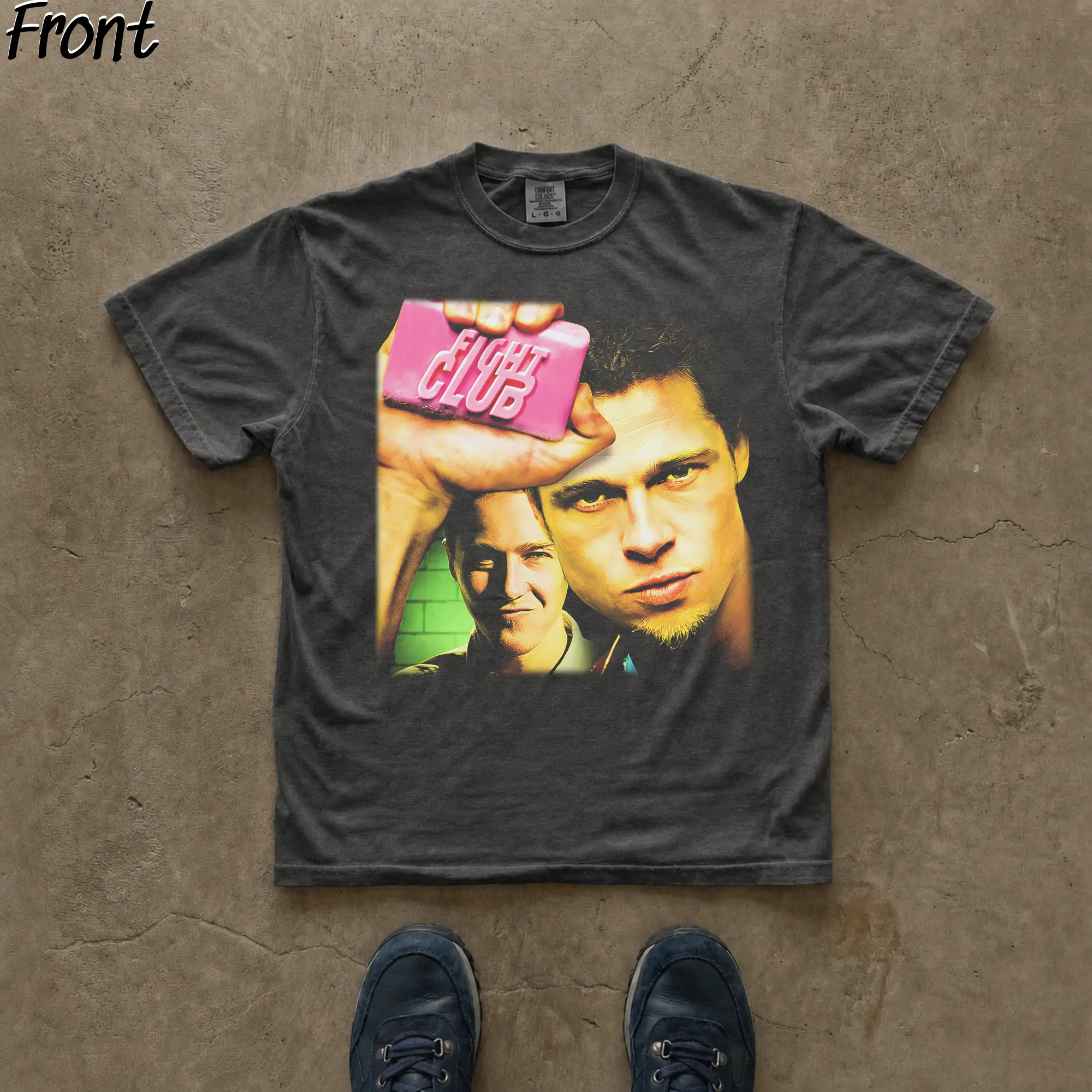 Gildan Men's Fitted Retro 90s Short-Sleeve Cotton T-Shirt, Fight Club Graphic Print, Round Neck Casual Streetwear Tshirt for Movie Fans, Lightweight Menswear All Seasons Cold Wash White Printed Top