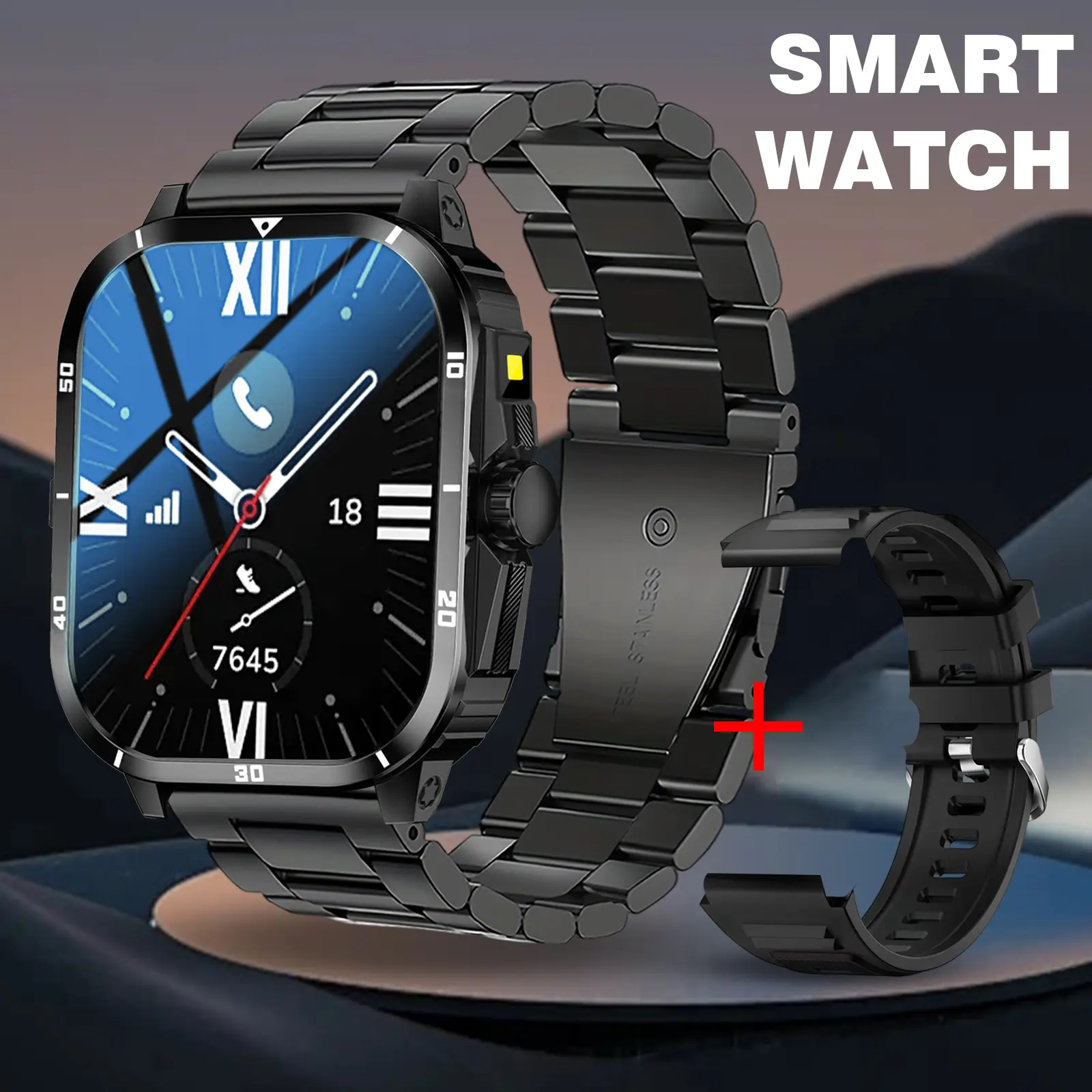 2026 New Multifunctional Smart Watch with LED Light, Wireless Calling, Camera & Music Control, Multi-Sport Modes, Alarm/Call-SMS Alert,  Iphone Android Compatible (Unisex) Rechargeable Smartwatch