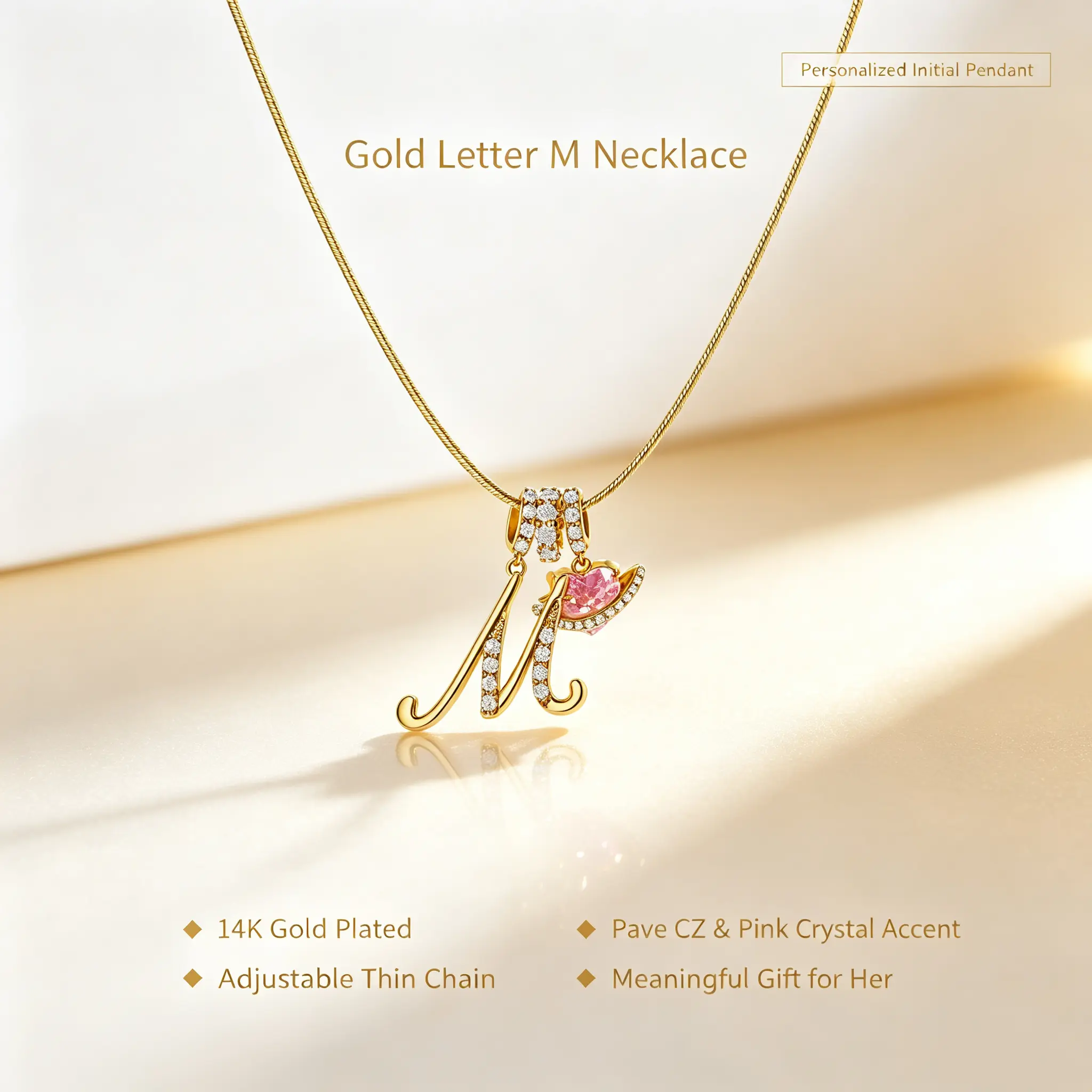14K Gold Plated 3-Layering Initial A-Z Letter Pendant Necklaces for Women Snake Chain Choker Pink Heart Zircon Adjustable Length Necklace Jewelry For Mother's Day gifts summerwins