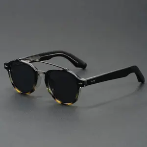 Trendy Double Bridge Retro Round Glasses Frames - Unisex Classic Fashion Eyewear