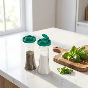 Salt & Pepper Shaker Set, 2 Counts/set Large Plastic Salt & Pepper Shakers with Lids, Moisture-Proof Seasoning Bottles for Home Kitchen and Restaurant, Salt Pepper Shakers, Kitchenware-MM1
