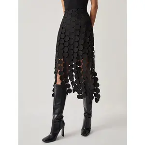 Laser Cut Multi Circle Double Layered Skirt