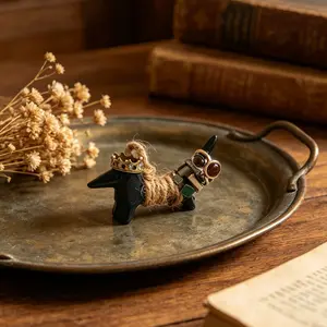 2pcs American Vintage Rustic Cast Iron Statue Decor, Multi-Functional Miniature Dog Figurine, Ideal for Tabletop, Desk, Window Shelf Decoration