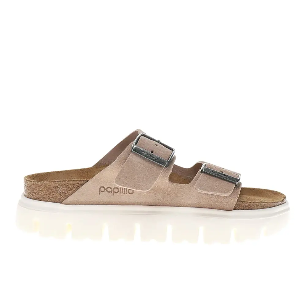 BIRKENSTOCK Womens Arizona Chunky Suede Leather Casual Sandals Casual Low Heel 1-2" - Beige