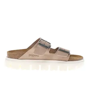 BIRKENSTOCK Womens Arizona Chunky Suede Leather Casual Sandals Casual Low Heel 1-2" - Beige