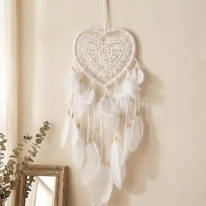Nordic Minimalist Heart Dreamcatcher Night Light, Waterproof Resin Hanging Decor with Warm Ambient Glow for Wedding Party Christmas Wall Living Room Bedroom Cozy Lighting