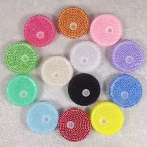 Rhinestone Colored Lids for 16oz Cups - Assorted Colors Sparkling Design Perfect for Beverages