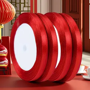 4-Piece Satin Ribbon Set, Rainbow Satin 0.6cm X 22m Decorative Gift Ribbons, Christmas Holiday Decoration, Valentine's Day Gifts