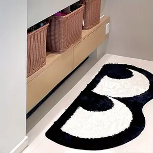 Black and White Eyes Living Room Rug Decorative Area Rug Creative Unique Shaped Rug Bedroom Decor Bedside Rug Bathroom Toilet Restroom Rug Reading Area Study Area Rug Entrance Doorway Non-Slip Mat