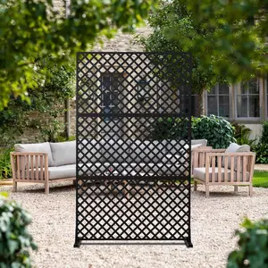 Garvee (Retake) Fence Privacy Screen 3-Panel Steel Screen Durable Easy Installation Weather Resistant Outdoor Garden Black