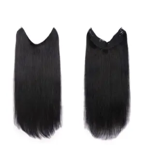 Black Halo Human Hair Extensions -Invisible Wire Hair Extensions