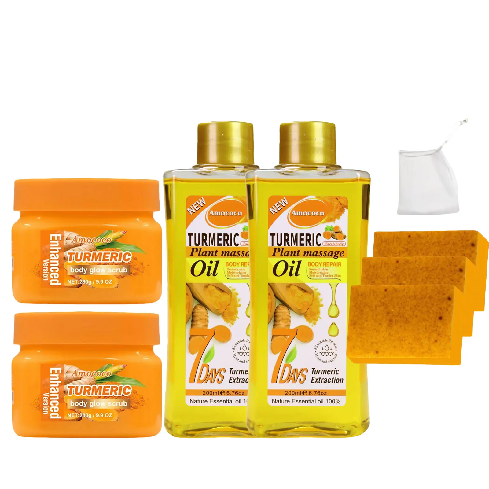 Turmeric Scrub*2+ Turmeric Oil 200ml*2 + Soap*3