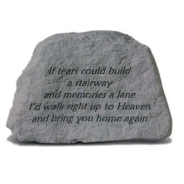 212 MAIN Cast Stone Memorial Plaque - Kay Berry Inc. 73320 "If Tears Could Build A Stairway And Memories A Lane", 6.5x4.5in Weatherproof Wall Mount Outdoor Decor