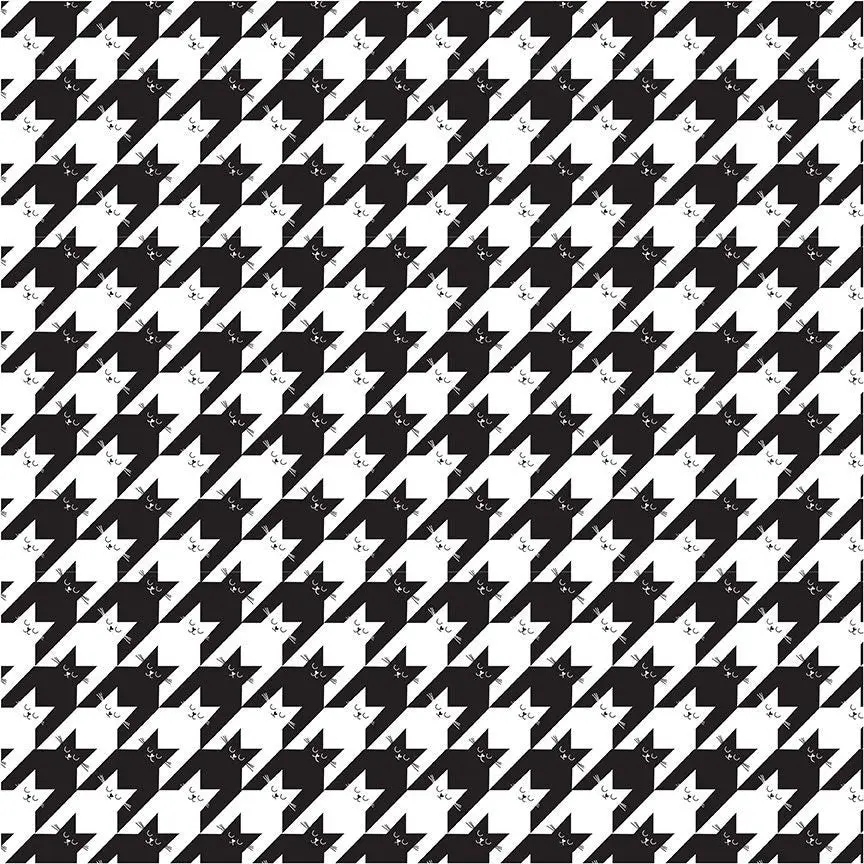 Fabric Timeless Treausures Black Kitty Houndstooth Smitten Kitten by the Quarter Yard CAT-CD2573