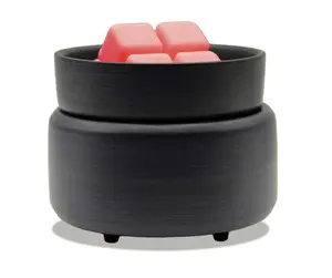 2 in 1 Electric Candle Warmer - Mocha/Ivory Stone Finish, No Flame Wax Melts & Jar Candles Warmer, Safe & Worry-Free, Modern Design for Home Décor