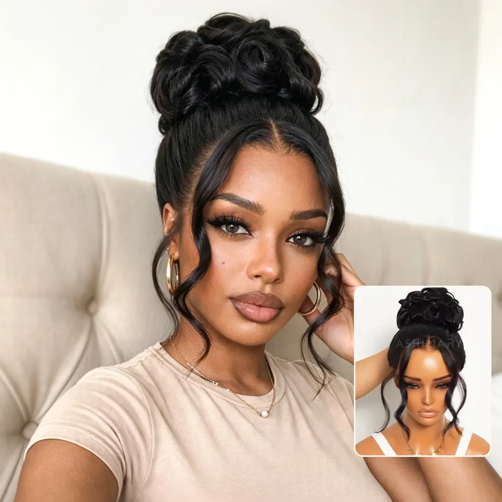 【EXCLUSIVE UPGRADE:】New Design Pre-Styled Body Wave 360 Lace Front Wig Invisi Strap Face-Framing Salon Updo Hairstyles Human Hair