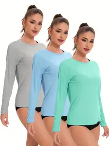 Cymebosilux 3 pack Women's Maternity  Rash Guard for Women UPF 50+ SPF UV Protection Long Sleeve Workout Tops with Pockets Dry Fit Hiking Swim Shirt
