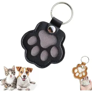 2-piece set - pet memorial gift, suitable for cats and dogs, cute leather paw keychain, pet hair keepsake keyring, suitable for bags, wallets, paw pendant keychain
