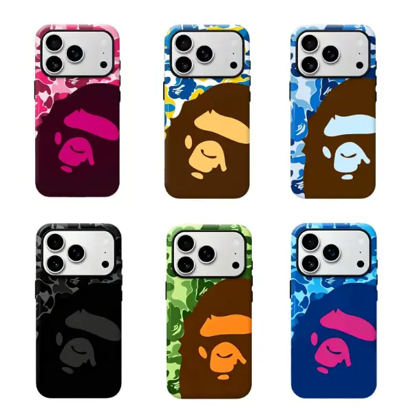 BAPE Graphic Phone Case, Trendy Street Style Protective Cover, Shockproof Anti-Scratch Slim Fashion Accessory for iPhone 17 16 15 14 13 12 11 Pro Max Plus, Classic Urban Hip Hop Design Case for Daily Outdoor Travel Use