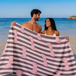 Striped Bow Beach Towel, Perfect for Beach Vacation, Swimming, Casual Beach Leisure, Stylish and Comfortable, Stripe Pattern Towel, Swim Towels
