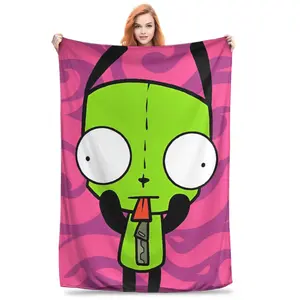 Invader Zim Gir Dib Robot Flannel Blanket - Premium Flannel Material Portable Super Soft Throw for Bed Car Bedspread Textile Decor Mother's Day Valentine's Day Birthday Christmas Gift
