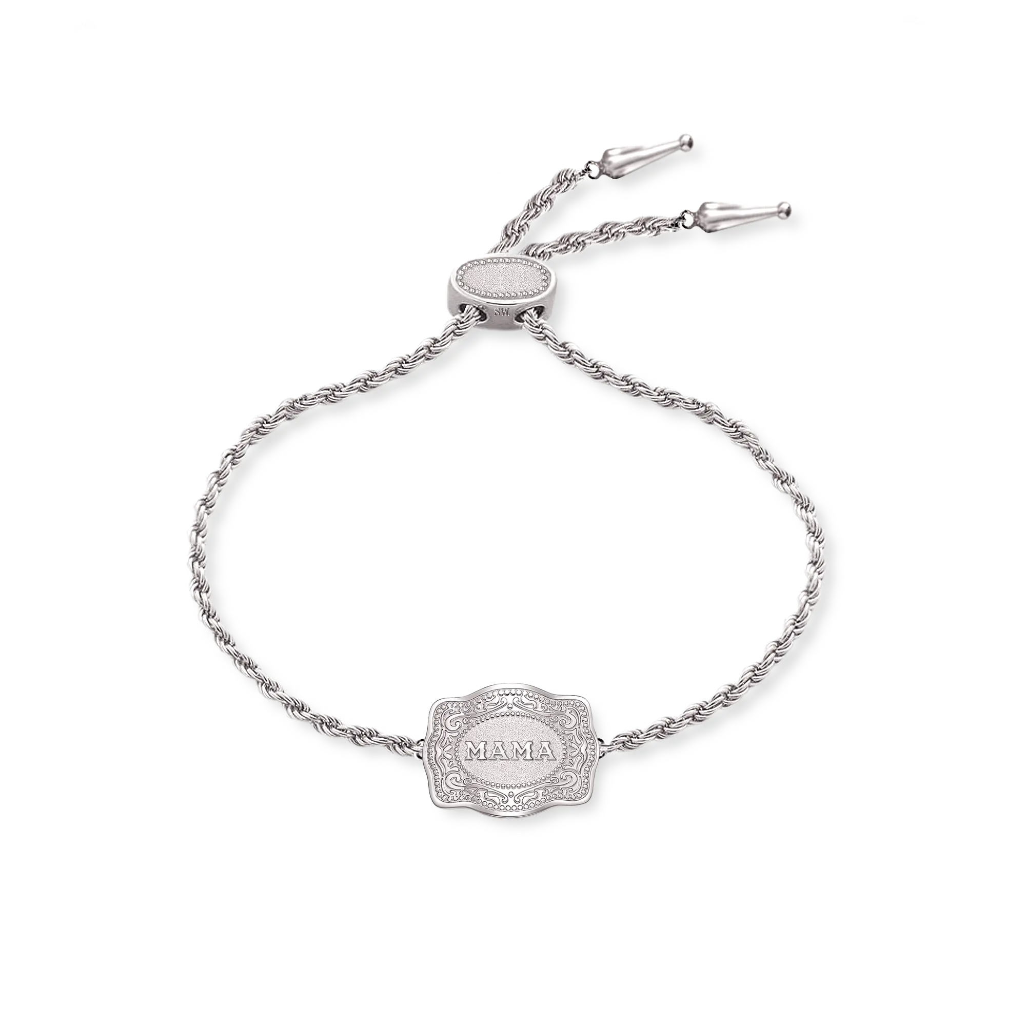 NEW! Ultra Mini Belt Buckle Bracelet (Mama) - Silver