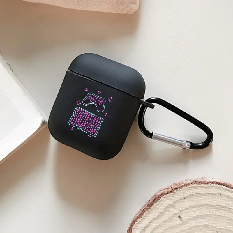 Game Over Controller Neon Print Clear AirPods Case, TPU Earphone Case, Earphone Protective Case Compatible with AirPods 1/2, 3, Pro, Pro2