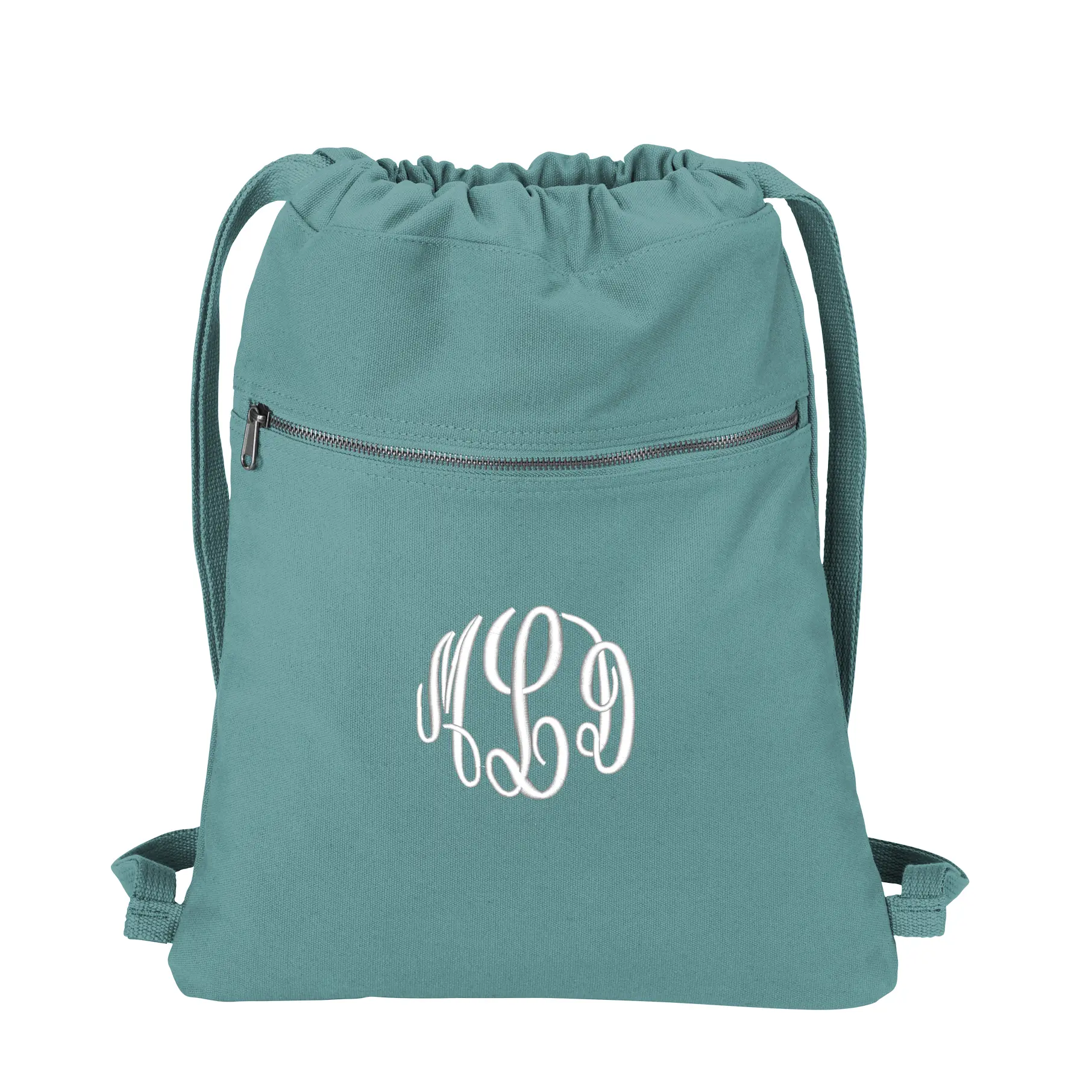 Monogrammed Cinch Pack Drawstring Bag, Beach Bag, Embroidered Initials, Heavy Canvas Material