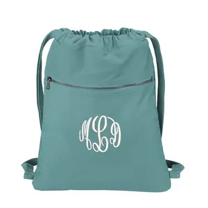 Monogrammed Cinch Pack Drawstring Bag, Beach Bag, Embroidered Initials, Heavy Canvas Material