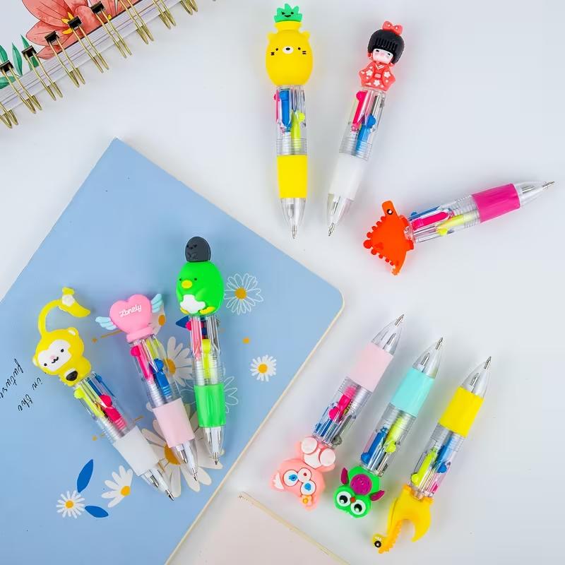 Random 24Pcs 4-in-1 Mini Multicolor Ballpoint Pens Bulk Cute Kawaii Pens for Kids Party Favors for Birthday Children's Party School Supplies Student Gifts for Thanksgiving Valentine's Day