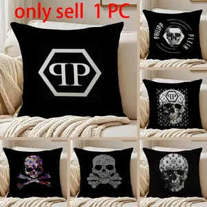 P-Philipp P-PleinE Pillow Case Anti-dustmite Pillowcase Sofa Cushion Cover with Invisible Zipper Silky Short Plush Polyester Microfiber Fabric White Available in Standard Sizes for Home Bed Use