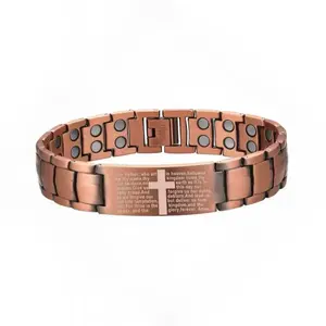 2X Copper Magnetic Bracelet for Men,Ultra Strength Cross Bracelet With Ring Include Adjustable Link, Jewelry Gift Wearable