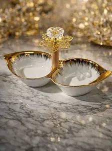 Luxury Gold-Leaf Divided Serving Platter