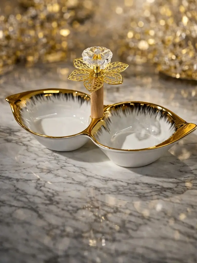 Luxury Gold-Leaf Divided Serving Platter Luxury Gold-Leaf Divided Serving Platter
