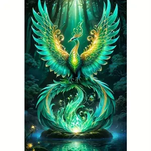 Phoenix Pattern DIY Diamond Arts Colorful Painting Kit without Frame, DIY 5D Diamond Arts Colorful Painting Kit, Wall Art Decor for Home Living Room Bedroom