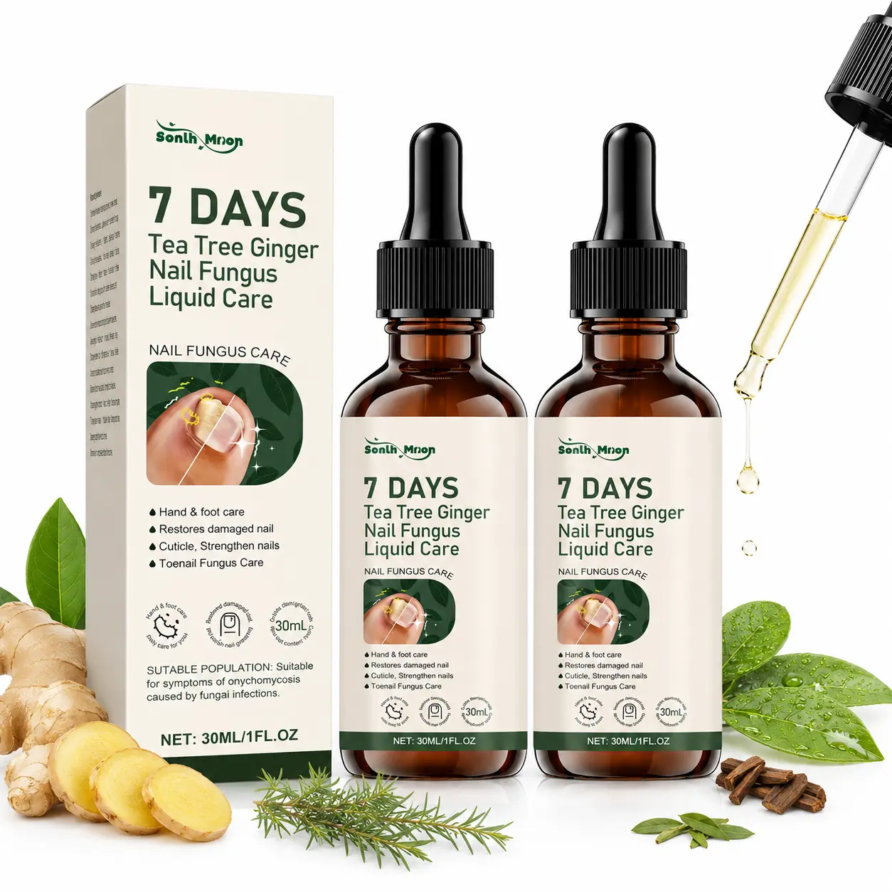 (Buy 1 Get 1 Free) Ginger Nail Treatment, Helps Nail Growth, Repairs Discolored and Damaged Toenails